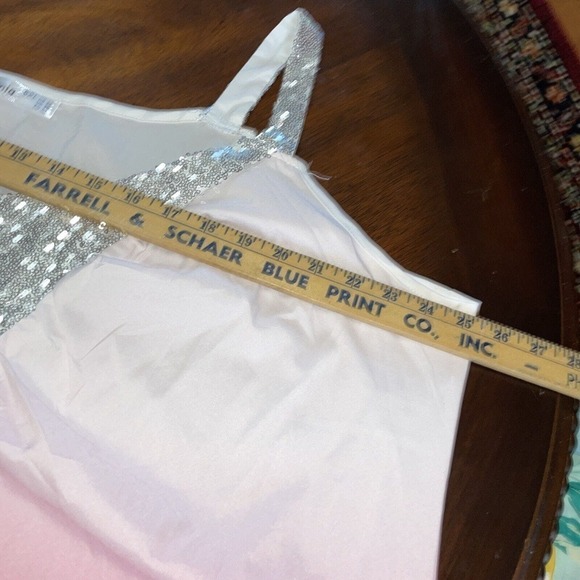 Womens 22 Casual Pink Ombré Spring Summer V Neck Sequence Sleeveless Tunic Top - Picture 6 of 9